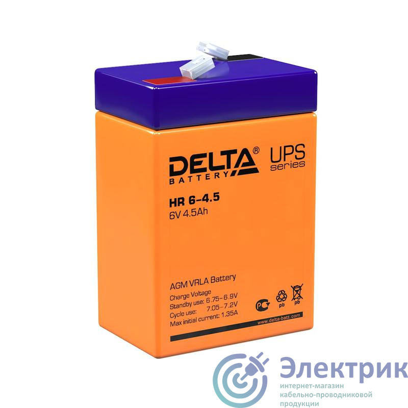 Аккумулятор UPS 6В 4.5А.ч Delta HR 6-4.5