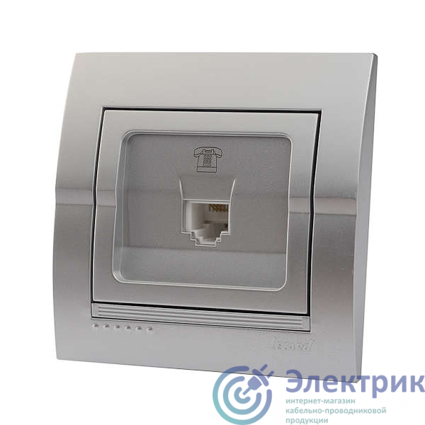 Розетка телефонная СП Deriy RJ11 серебр. метал. LEZARD 702-2828-137