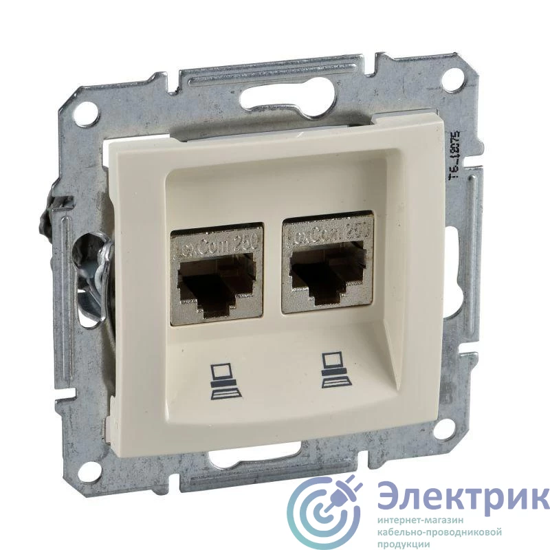 SDN4400147 | Розетка компьютерная 2-м СП Sedna RJ45 кат.5E UTP неэкранир. механизм беж. SchE 