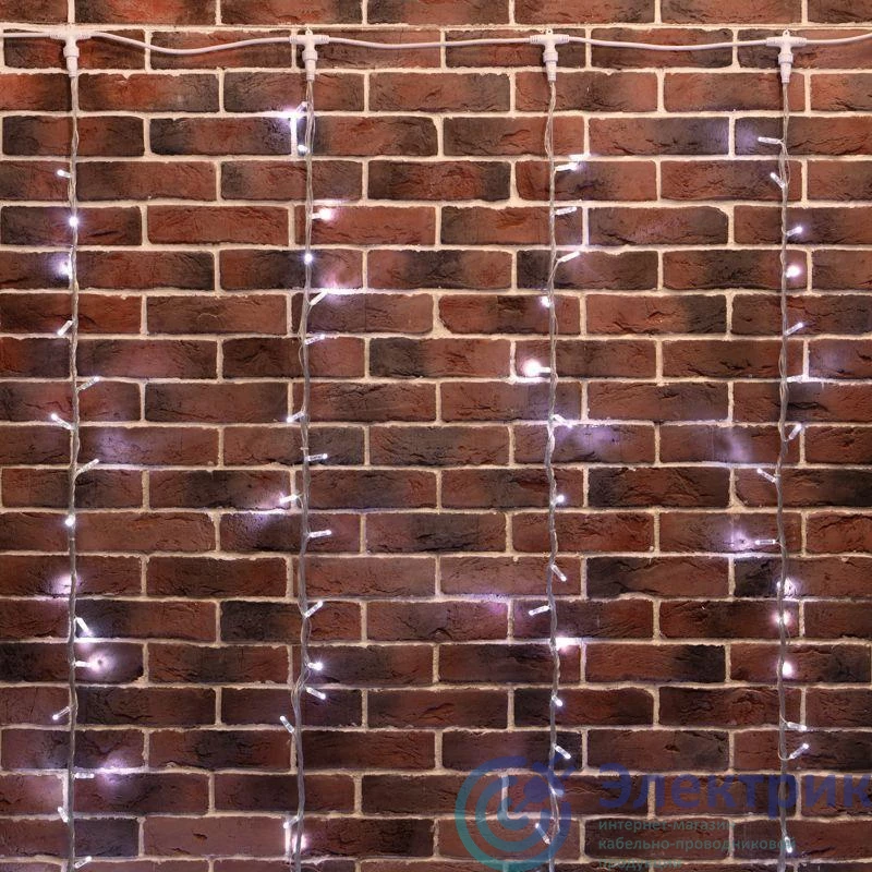 235-465 | Гирлянда светодиодная "Светодиодный Дождь" 2х6м 360LED бел. 23Вт 24В IP65 эффект водопада с трансф. провод ПВХ прозр. Neon-Night 