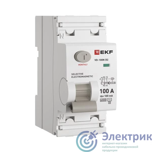 E1026MS100100 | Выключатель дифференциального тока 2п 100А 100мА тип AC 6кА ВД-100N (S) электромех. PROxima EKF 