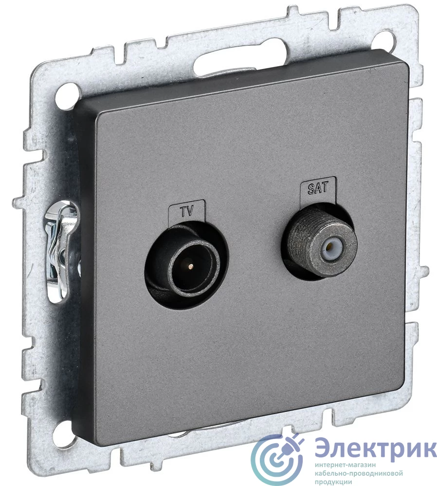 BR-AF20-O-K46 | BRITE Розетка двойная TV+SAT РТВ/РСп12-БрС сталь IEK 