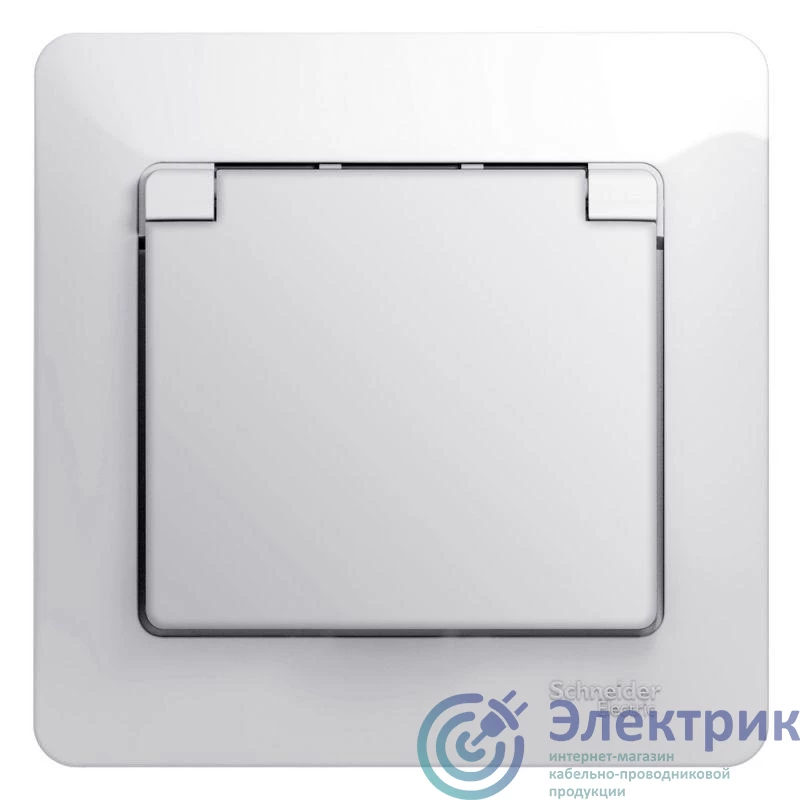GSL000146 | Розетка 1-м СП Glossa 16А IP20 с заземл. защ. шторки с крышкой в сборе бел. SE 