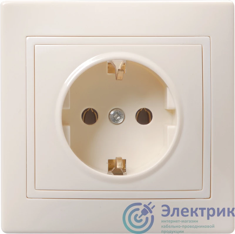 ERK11-K33-16-DM | Розетка без крышки со шторками бежевая 16А IEK