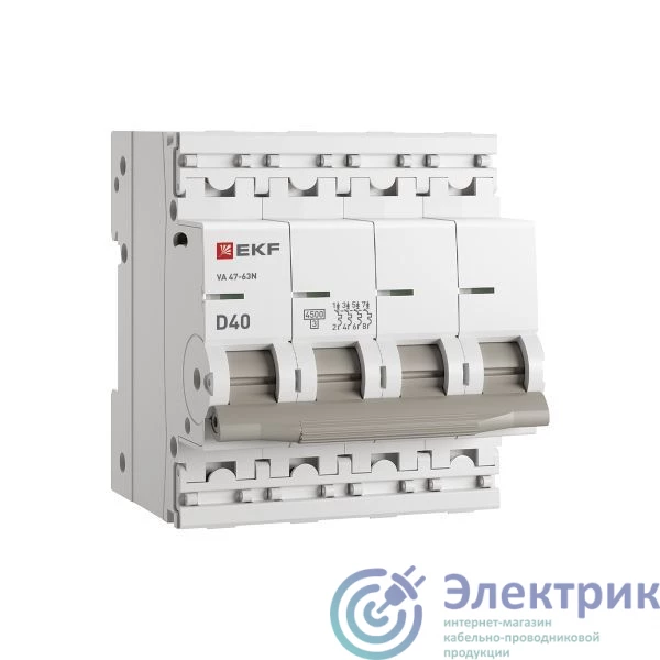 M634440D | Выключатель автоматический 4п D 40А 4.5кА ВА 47-63N PROxima EKF 
