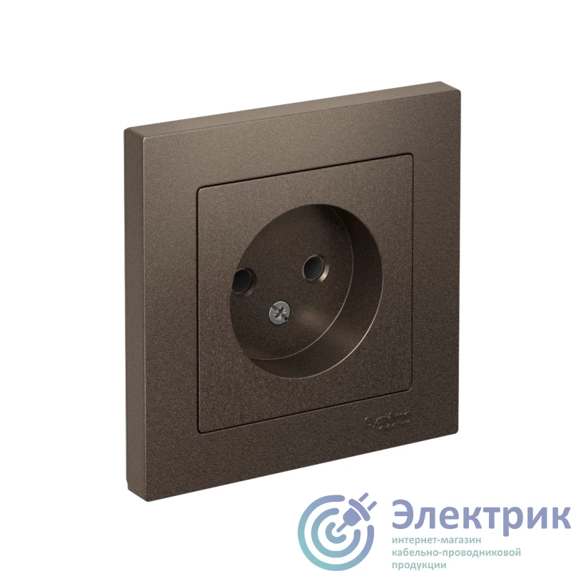 ATN000640 | Розетка 1-м СП AtlasDesign 16А IP20 без заземл. в сборе мокко SE 
