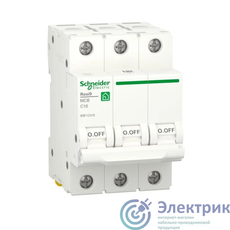 R9F12316 | Выключатель автоматический модульный 3п C 16А Resi9 6000А SchE 