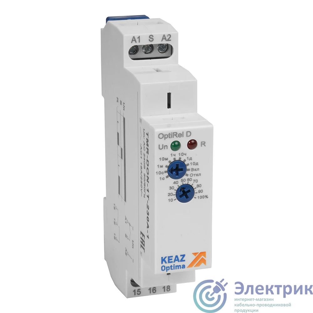 332012 | Реле времени OptiRel D TMR-DON-1T-240U-2 задержка включения 16А 2СО 12-230АС/DC КЭАЗ 