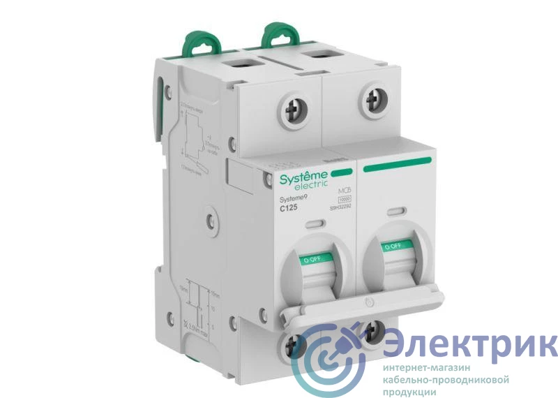 S9H32292 | Выключатель автоматический 2п C 125А 10кА Systeme9 400В 27мм SE