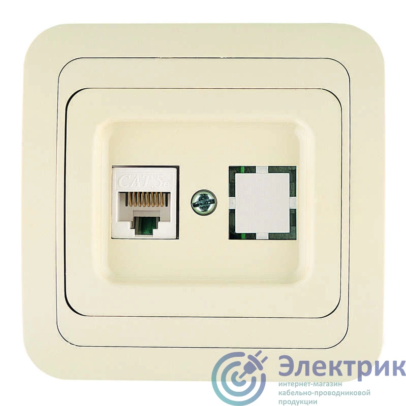 25035 | Розетка компьютерная 1-м СП Mimoza 16А IP20 крем. Makel