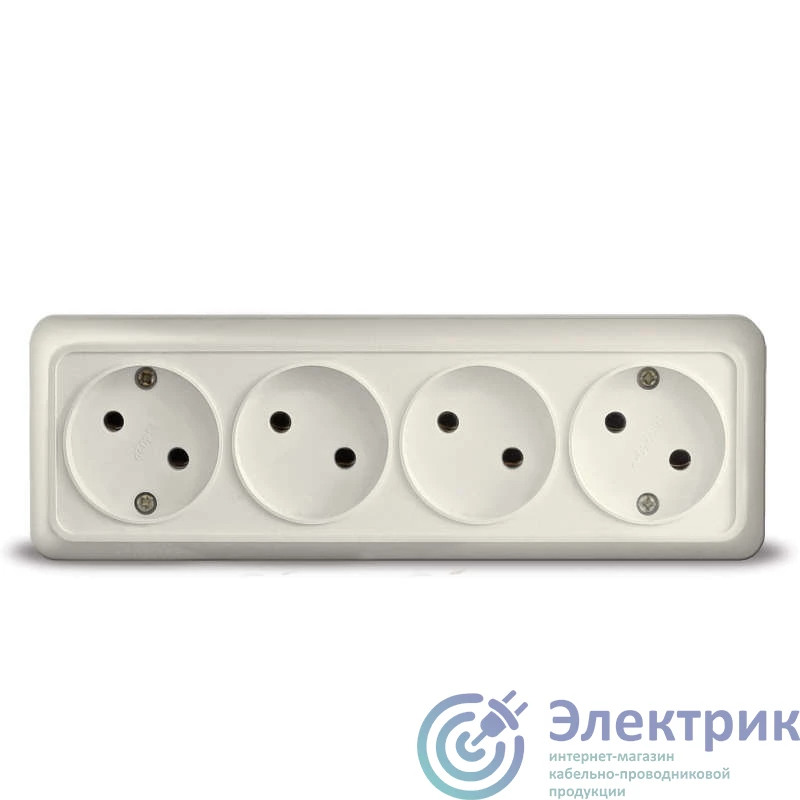 1168 | Розетка 4-м ОП Олимп 16А IP20 без заземл. сл. кость UNIVersal