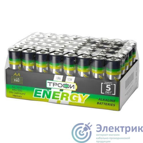 Б0027815 | Элемент питания алкалиновый AA/LR6 LR6-40 bulk Eco (уп.40шт) Трофи 