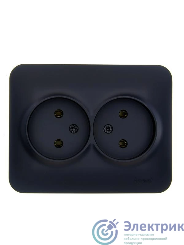 7081-4200-128B | Розетка 2-м СП ASTI 16А IP20 без заземл. термопласт черн. бархат LEZARD