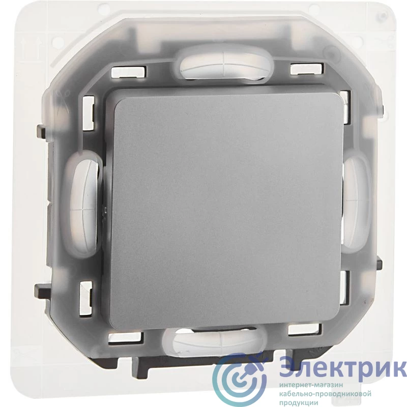 673672 | Переключатель 1-кл. Inspiria 10А IP44 250В 10AX механизм алюм. IEK 