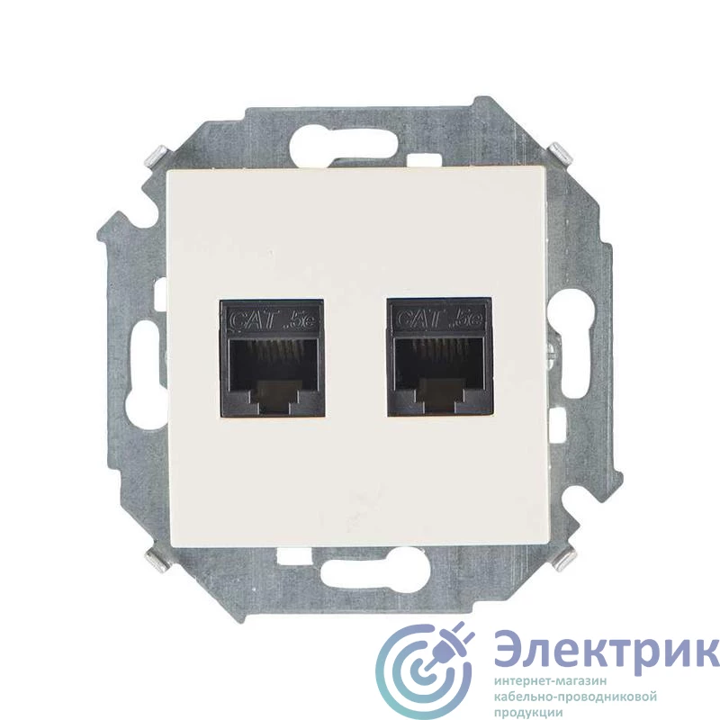 1591552-031 | Розетка компьютерная 2-м Simon 15 RJ45 кат.5E AMP механизм сл. кость Simon