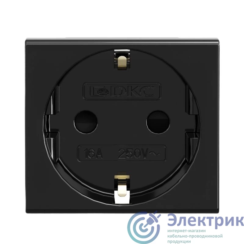 45205 | Розетка 1-м 2мод. Viva 16А IP20 2P+E с заземл. защ. шторки черн. DKC 