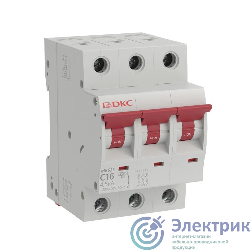 MB63N-3PC16 | Выключатель автоматический модульный 3п C 16А 6кА MB63 YON 