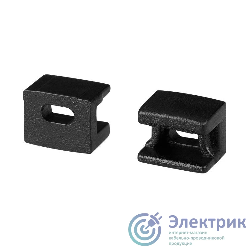 043608 | Заглушка PLINTUS-FANTOM BLACK с отверстием пластик (комплект) Arlight 