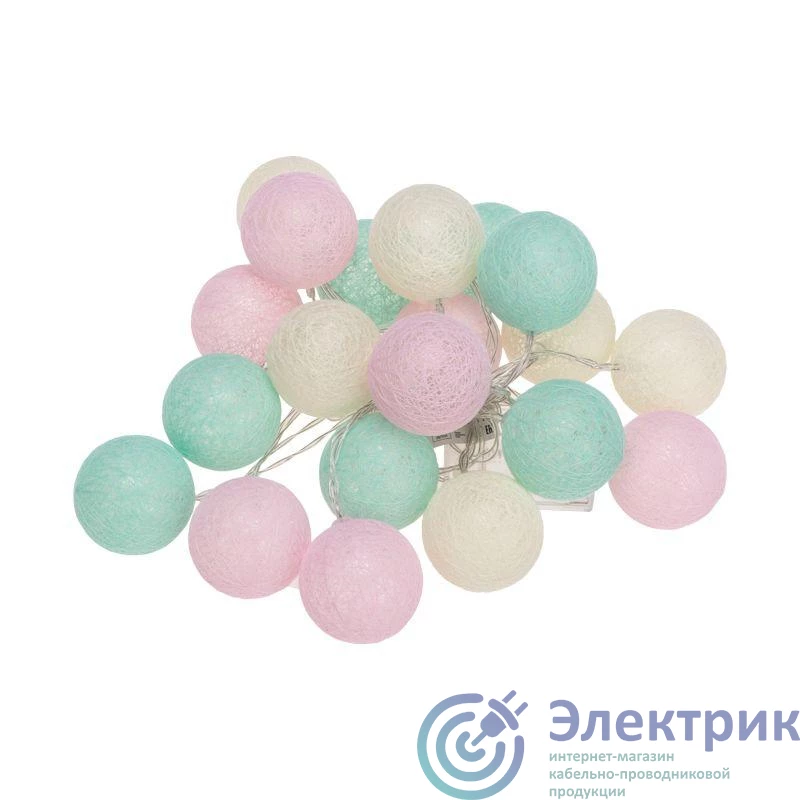 303-078 | Гирлянда светодиодная "Тайские фонарики "Перламутр" 3.5м 20LED тепл. бел. 0.1Вт IP20 провод ПВХ прозр. элементы питания 2хAA (не в компл.) Neon-Night 