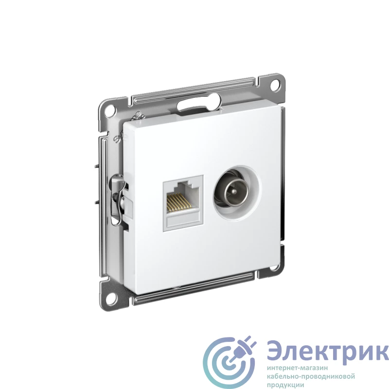 ATN001389 | Розетка компьютерная + телевизионная 2-м СП AtlasDesign RJ45 кат.5E + TV механизм лотос SE 
