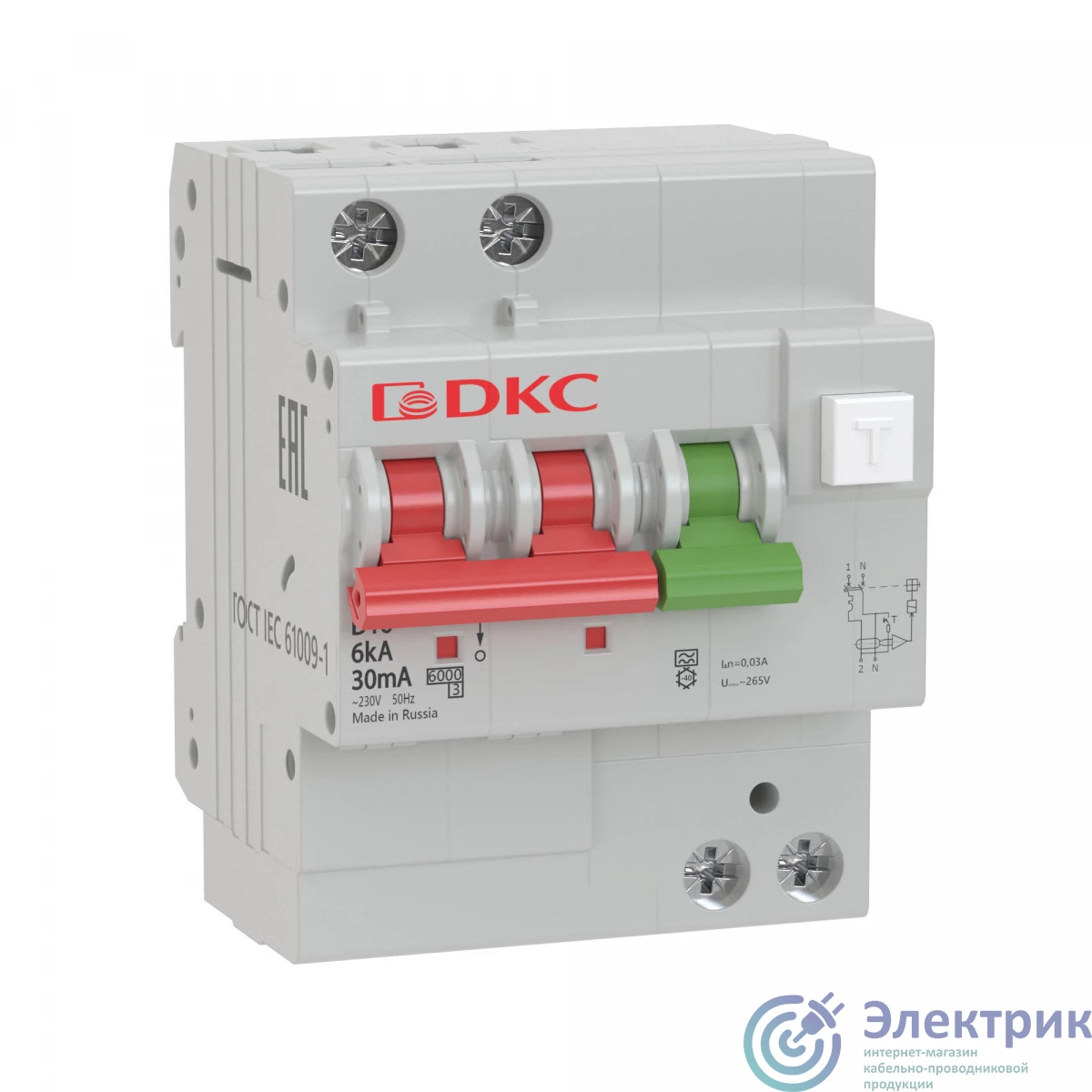 MDV63-22C25-A | Выключатель автоматический дифференциального тока двухполюсный MDV63, 25А, 30мА, тип A, C, 6кА, электромеханический, серии YON PRO DKC 