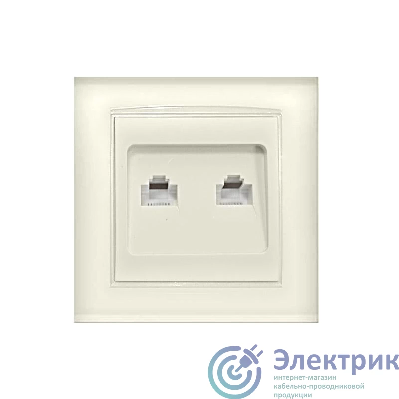 7948837 | Розетка компьютерная + телефонная 2-м СП Бриллиант сл. кость UNIVersal 