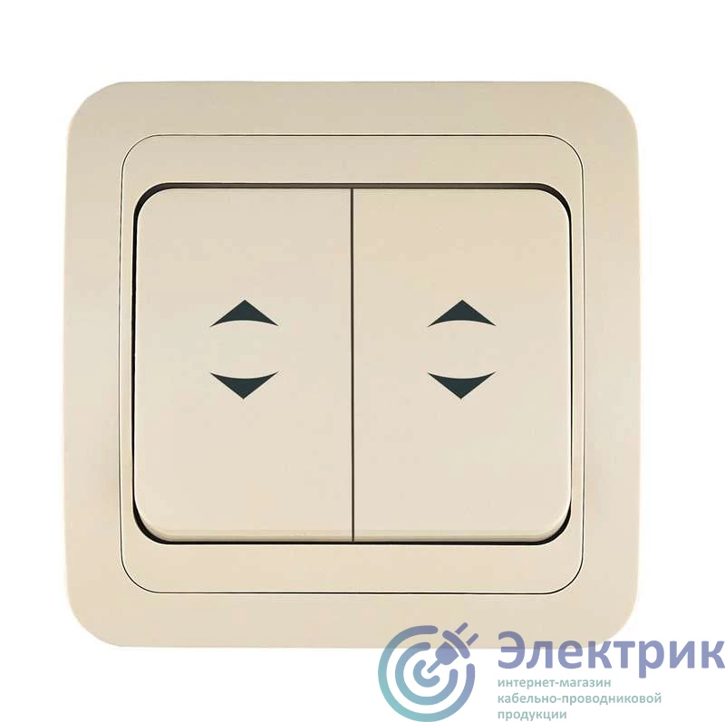 25026 | Переключатель проходной 2-кл. СП Mimoza 10А IP20 крем./крем. Makel