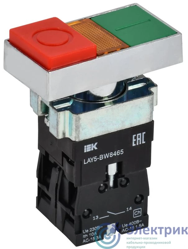 BBD40-BW-K51 | Кнопка LAY5-BW8465 "I-O" 1НО сдвоенная с подсветкой KARAT IEK 