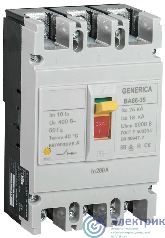 SAV30-3-0200-G | Выключатель автоматический 3п 200А 25кА ВА66-35 GENERICA 