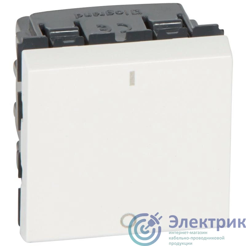 077050 | Механизм выключателя 1-кл. 2п 2мод. СП Mosaic 20А IP31 16AX бел. Leg 