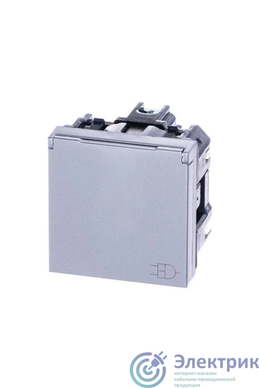 2CLA228810N1301 | Розетка 1-м СП 2мод. Zenit 16А IP21 250В с заземл. Schuko защ. шторки с крышкой механизм серебр. ABB 