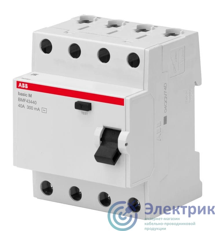 2CSF604041R1250 | Выключатель диф. тока 4п 25А 30мА тип AC Basic M BMF41425 ABB 