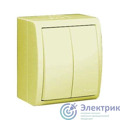 1594398-031 | Выключатель 2-кл. ОП Simon 15 Aqua 10А IP54 винтов. зажим сл. кость Simon