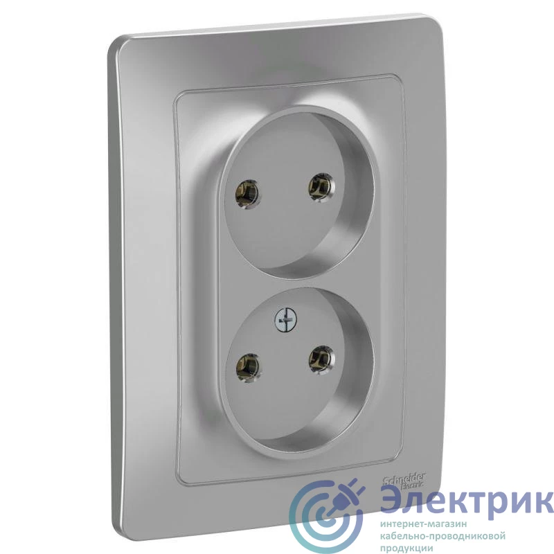 BLNRS000023 | Розетка 2-м СП Blanca 16А IP20 250В без заземл. без защ. шторок алюм. SE 