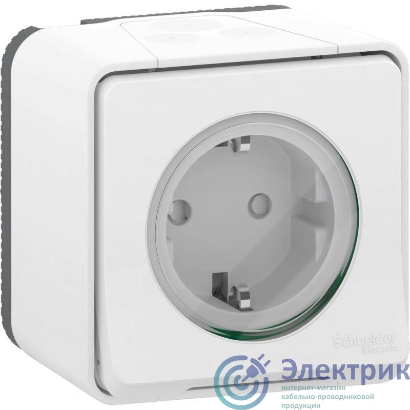 MUR39206 | Розетка 1-м ОП Mureva Styl 16А IP55 с заземл. защ. шторки винт. клеммы бел. SchE 