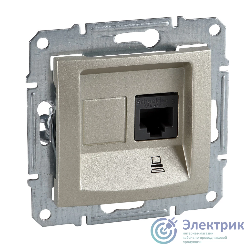 SDN4300168 | Sedna Розетка компьютерная RJ45 категория 5е в    рамку титан Schneider Electric 