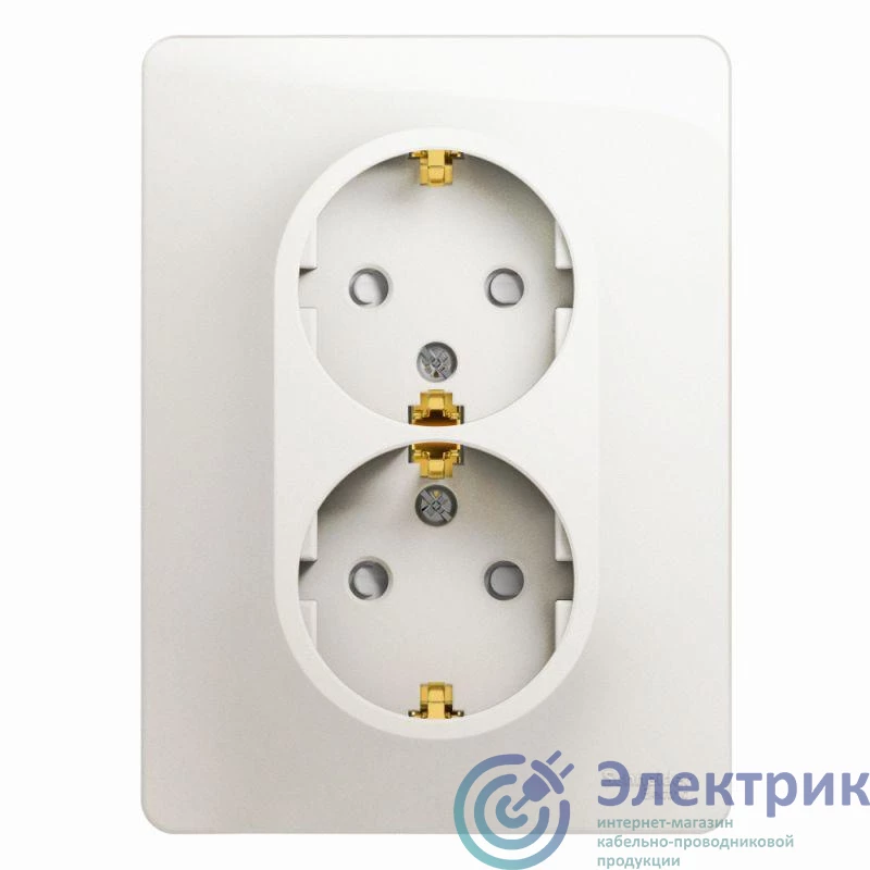 GSL000626 | Розетка 2-м СП Glossa 16А IP20 250В с заземл. защ. шторки в сборе перламутр. SE 