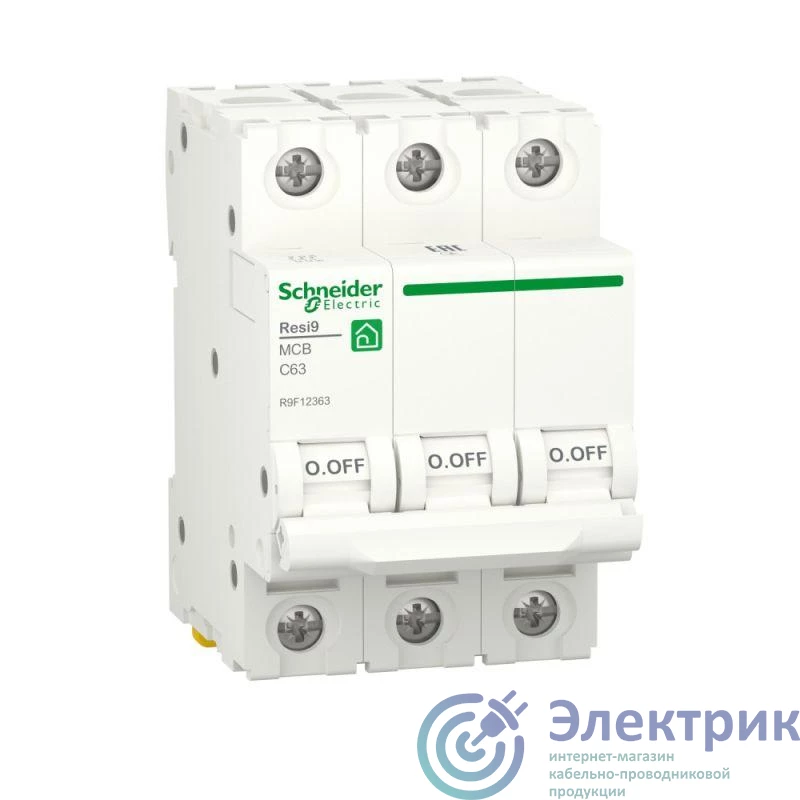 R9F12363 | Выключатель автоматический модульный 3п C 63А Resi9 6000А SchE 