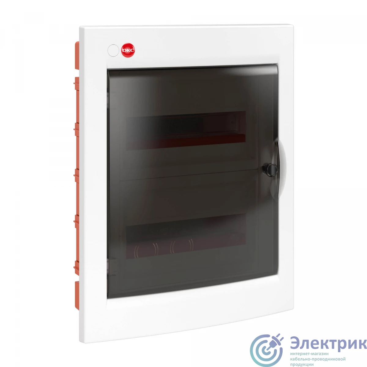 81924 | Щит распределительный встраиваемый ЩРв-П-24 IP41 пластиковый прозрачная дверь с клеммным блоком и замком DKC 