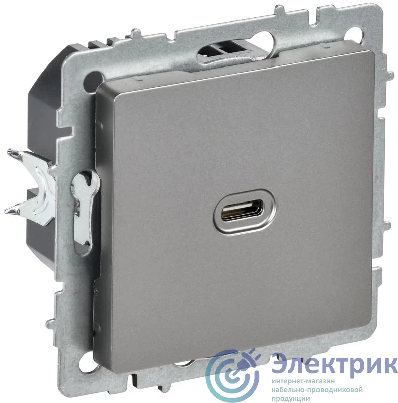 BR-U13-065-K46 | Розетка СП BRITE РЮ12-1-БрС USB C 65Вт высокоскор. заряд. сталь IEK 