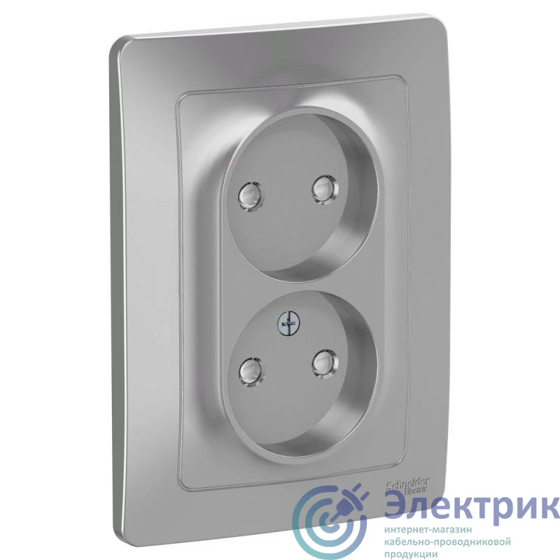BLNRS000123 | Розетка 2-м СП Blanca 16А IP20 250В без заземл. защ. шторки алюм. SE 