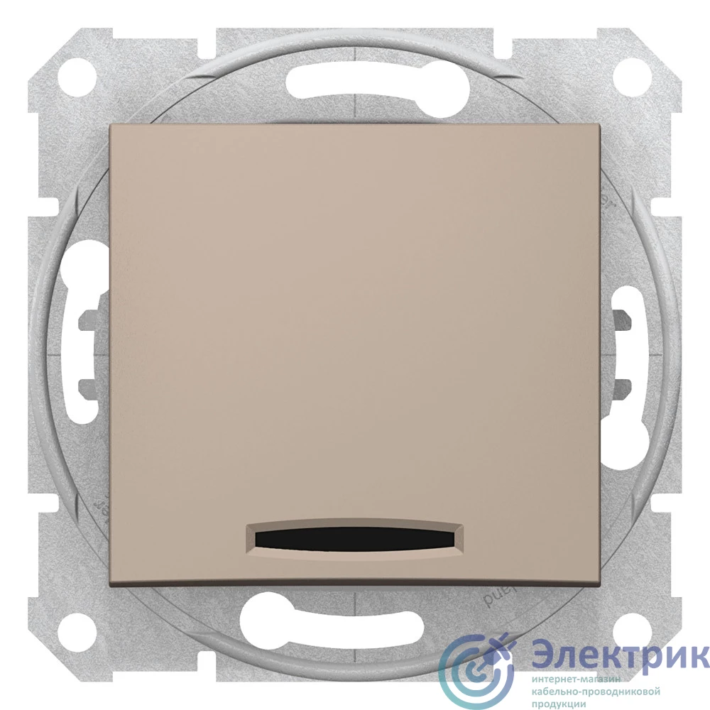 SDN1400168 | Выключатель одноклавишный, с подсветкой, в рамку, титан Schneider Electric 