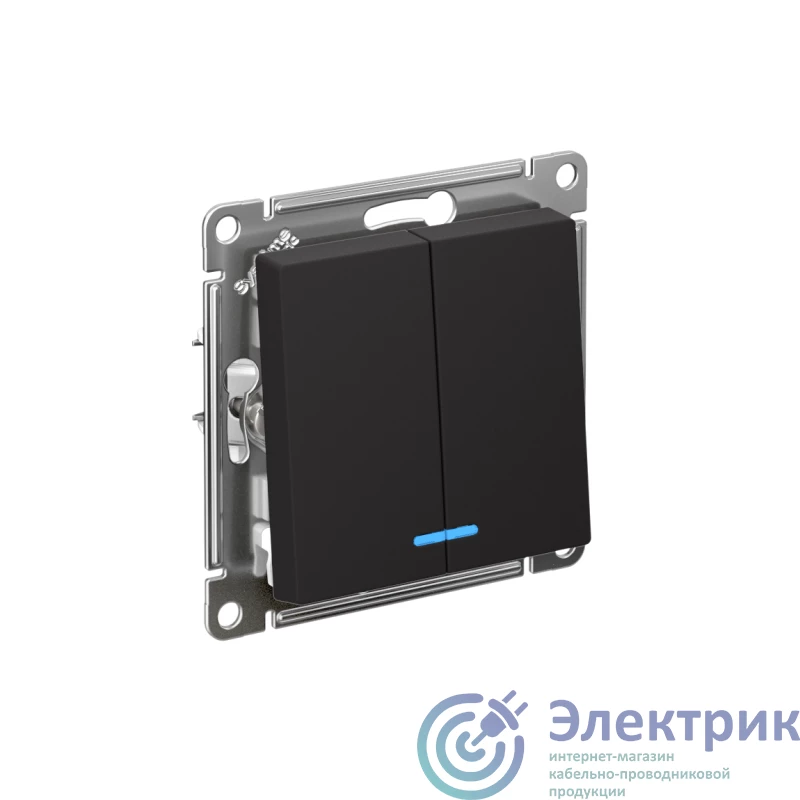 ATN001053 | Выключатель 2-кл. СП AtlasDesign 10А IP20 (сх. 5а) 10AX с подсветкой механизм карбон SE 