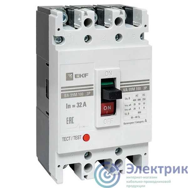 mccb99-100-20m-ma | Выключатель автоматический ВА-99М/100 МА (заказ.исп.) 3п 20А EKF 