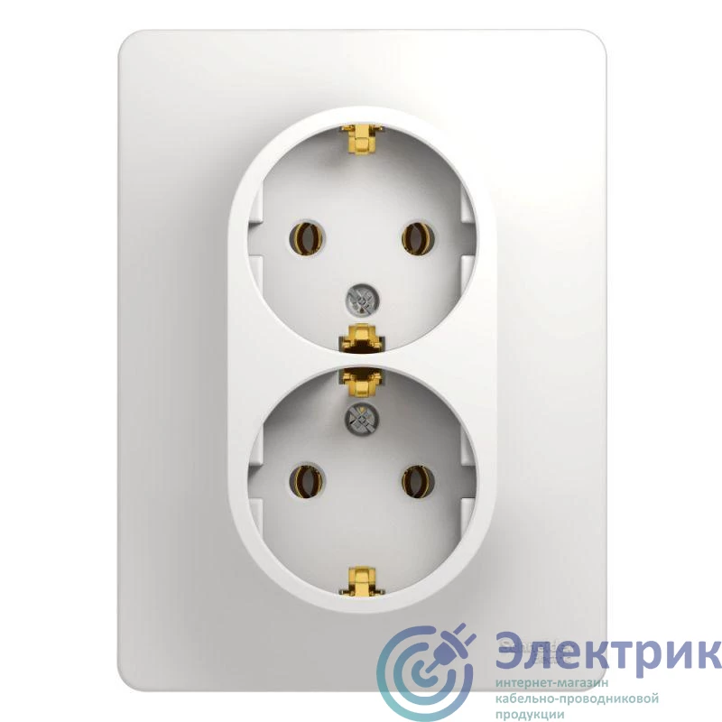 GSL000124 | Розетка 2-м СП Glossa 16А IP20 с заземл. в сборе бел. SE