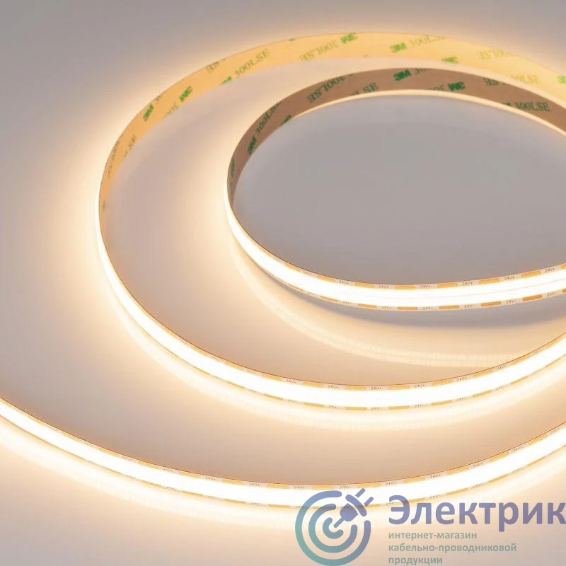 046932 | Лента светодиодная COB-X1088-12mm 24V Warm 3000К 22Вт/м IP20 (уп.5м) Arlight 