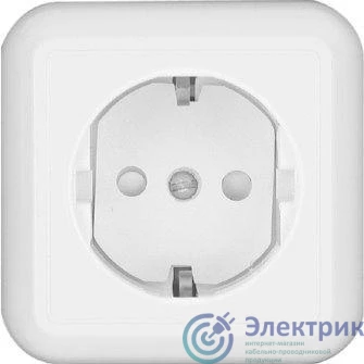 RA16-003-1-B | Розетка 1-м ОП Прима 16А IP20 250В с заземл. защ. шторки бел. (опт. упак.) SchE 