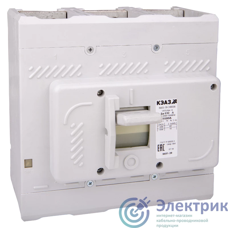 248511 | Выключатель автоматический 3п 250А 1250Im 40кА ВА51-39-340016 УХЛ3 690В AC КЭАЗ 