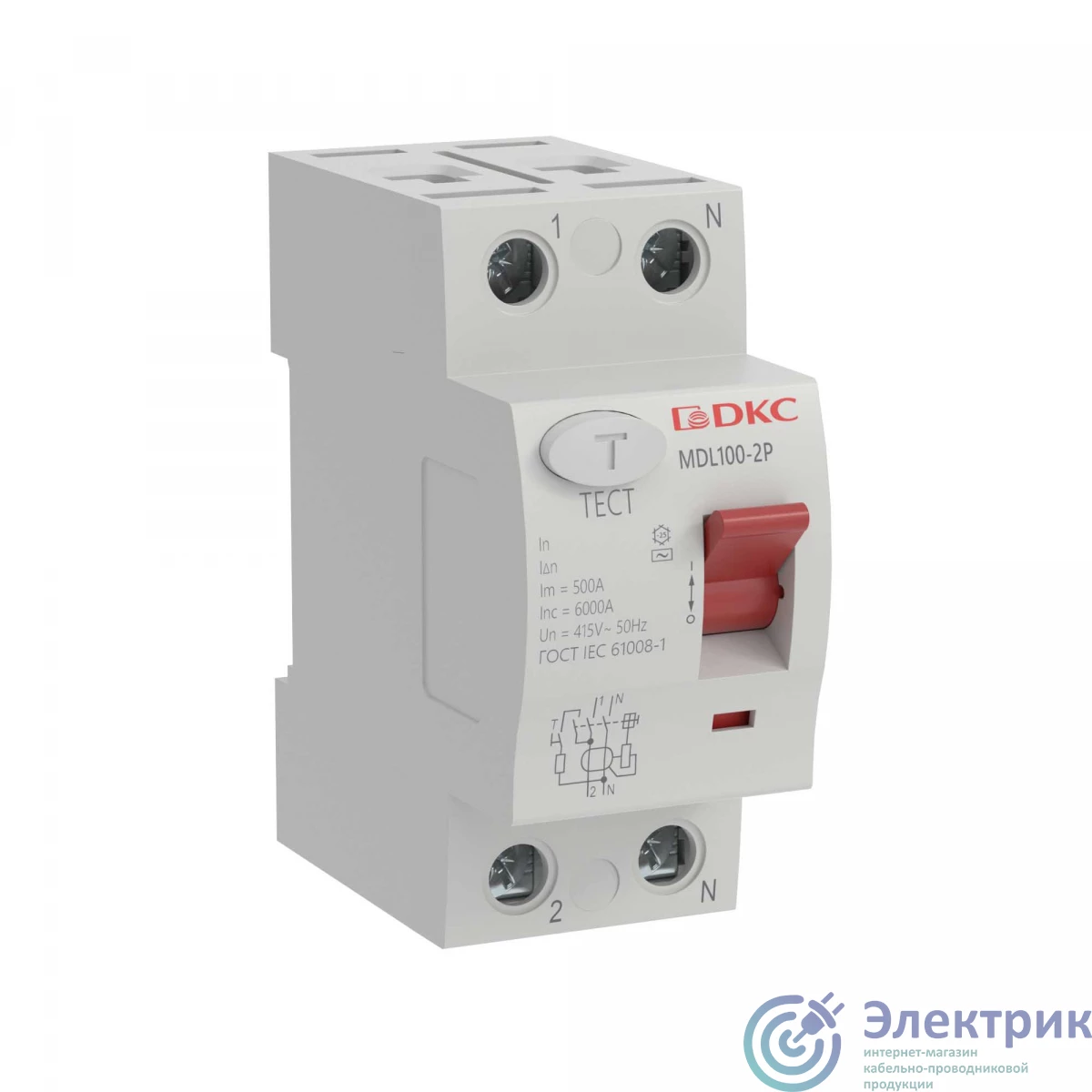 MDL100-2P3-63-AC | Выключатель дифференциального тока 2п 63A 100мА АС DKC 