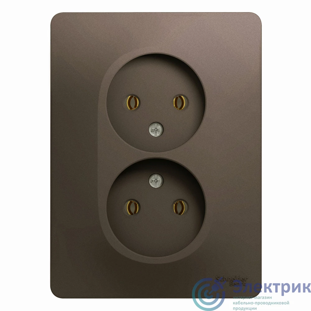 GSL000820 | GLOSSA Розетка двойная без заземления шоколад в сборе Systeme Electric 